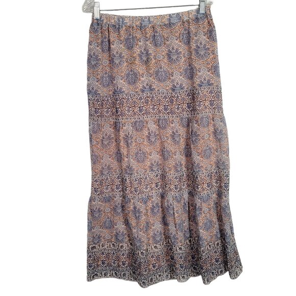 Joie Dresses & Skirts - Joie Size S Skirt Silk Tiered Flowy Pastel Floral Lined Maxi Long Peach Blue